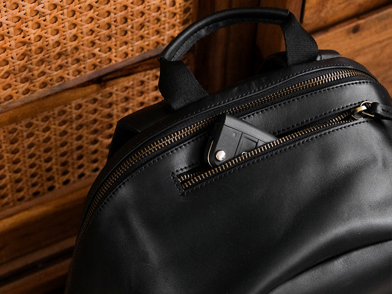 Pondi Backpack - Black Nappa Leather – The Postbox