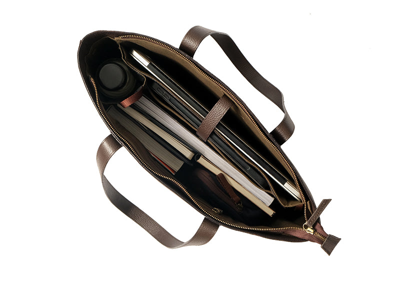 CECE - Leather Work Tote / Dark Tan