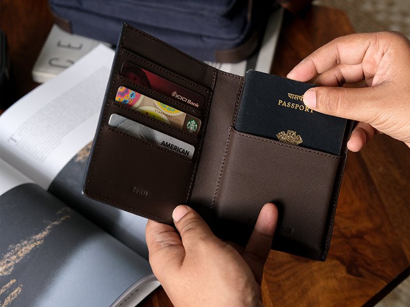 Away Travel Wallet - Blue & Dark Tan