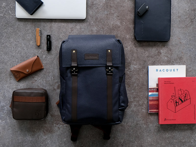 Transit Backpack - Blue Nappa Leather