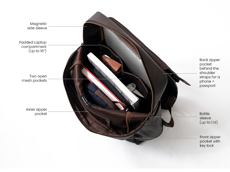 Transit Backpack - Dark Tan Nappa Leather