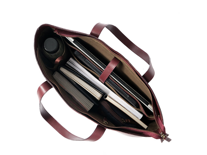 CECE - Leather Work Tote / Burgundy