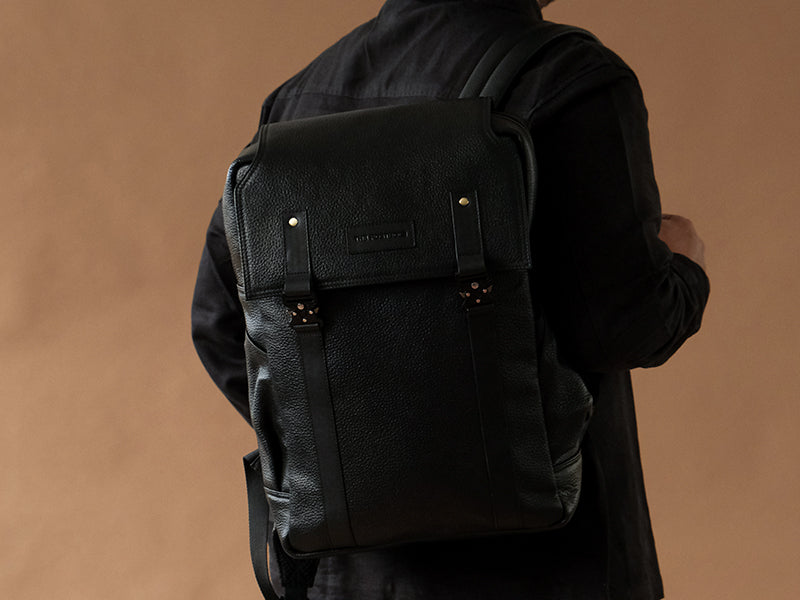 Transit Backpack - Black Genuine Nappa Leather