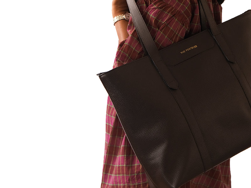 CECE - Leather Work Tote / Dark Tan