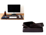 Desk Mat- Large +  Desk Tray Organiser - Set of Three / Dark Tan